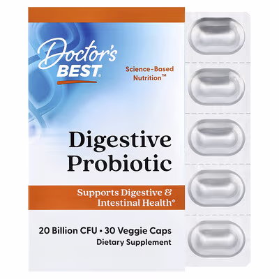 Doctor’s Best Digestive Probiotic 20 Billion 30 Veg Caps Doctor’s Best Digestive Probiotic 20 Billion 30 veg caps bottle