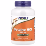 NOW Foods Betaine HCl 648 mg supplement bottle