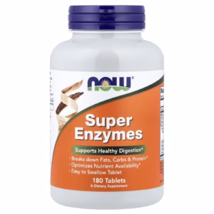NOW Foods Super Enzymes Tablets 180 count front bottle image